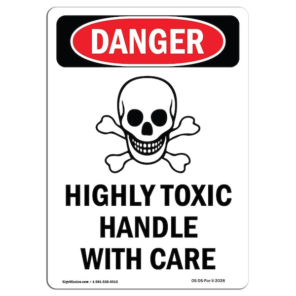 Safety Sign, OSHA Danger, 5" Height, Portrait, D-35-V-2028-10PK